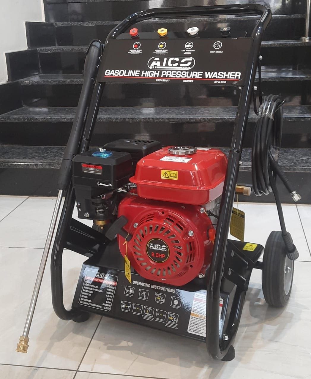 5c2f482b-1b1a-48ff-bf25-09eb9b6c9905 Aico Japan Petrol Pressure Washer 3400PSI 8.0hp Engine - Image 1