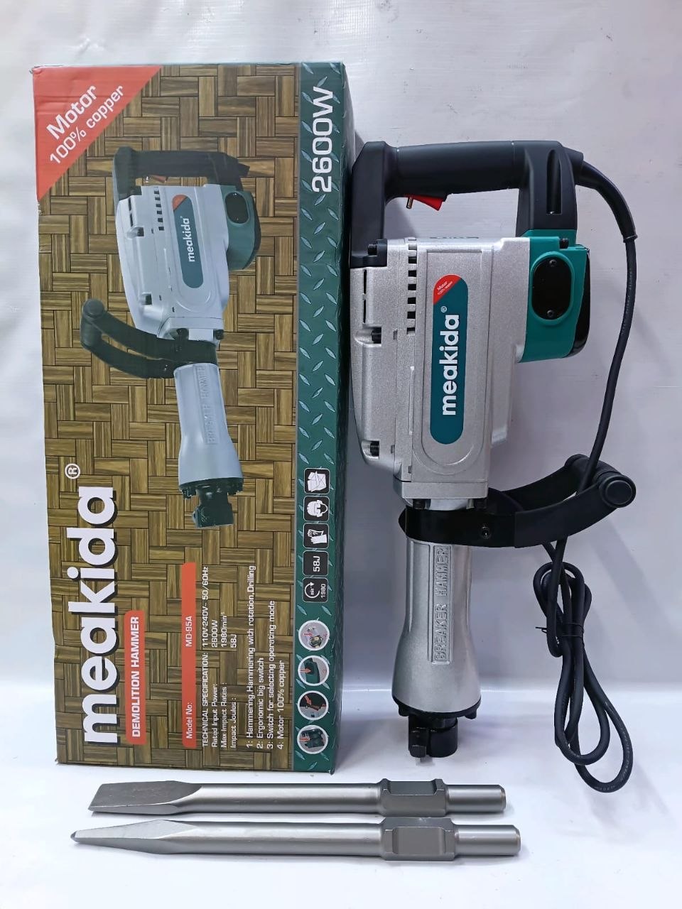 232292a6-2698-4fa3-91ee-f541ac59930b Meakida Demolition Hammer (Model MD-95A) 2600W - Image 1